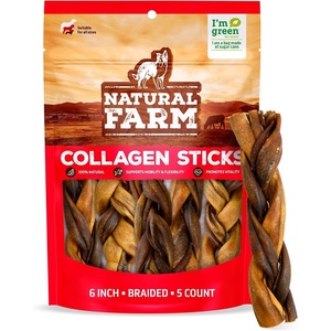 image:imageNatural Farm Braided Collagen Chews for Dogs 12 Inch 6 Pack Collagen Sticks Natural Dog Chews Long Lasting for Small Medium and Large Dogs OdorFree Rawhide Alternative6inch