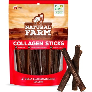 image:imageNatural Farm Bully Coated Gourmet Collagen Sticks 4 Inch 10 Pack Real Bully Beef Coated 95 Natural Collagen Dog Chews Supports Healthy Joints Skin amp Coat  Best for Small amp Medium DogsBully Coated
