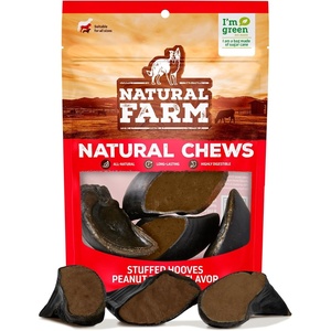 image:imageNatural Farm Cow Hooves 12 Pack OdorFree All Natural Sourced from FarmRaised Beef Hoof Dog Treats Great Alternative to Bully Sticks or Rawhide Dental Chew for Small Medium Large BreedsPeanut Butter  4 Count