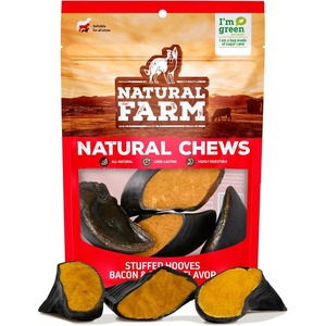 image:imageNatural Farm Cow Hooves 12 Pack OdorFree All Natural Sourced from FarmRaised Beef Hoof Dog Treats Great Alternative to Bully Sticks or Rawhide Dental Chew for Small Medium Large BreedsBacon  Cheese  4 Count