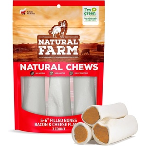 image:imageNatural Farm Filled Dog Bones Bully Stick Flavor 56 Inch 3 Pack Limited Ingredient Stuffed Dental Dog Bone Treats for Large DogsBacon  Cheese