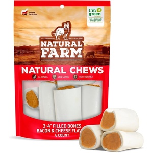 image:imageNatural Farm Filled Dog Bones Bully Stick Flavor 56 Inch 3 Pack Limited Ingredient Stuffed Dental Dog Bone Treats for Large DogsCheese