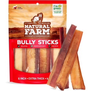 image:imageNatural Farm Jumbo Bully Sticks 6 Inch 4 Pack Odor Free ExtraThick Dog Chews  Fully Digestible 100 Beef Treats Supports Dental Health Keep Your Dog Busy with 50 Longer Lasting Chews6 Inch  4Pack