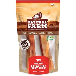image:imageNatural Farm Jumbo Bully Sticks 6 Inch 4 Pack Odor Free ExtraThick Dog Chews  Fully Digestible 100 Beef Treats Supports Dental Health Keep Your Dog Busy with 50 Longer Lasting Chews6 Inch  2Pack
