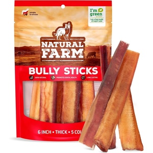 image:imageNatural Farm OdorFree Thick Bully Sticks 6 5Pack AllNatural LongLasting Dog Chews 100 Beef Pizzle GrassFed GrainFree Protein for Muscle Development amp Energy Perfect for Medium Chewers6inch