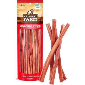 image:imageNatural Farm OdorFree Super Collagen Dog Chews 6Inch 25Pack The First Ever Real Bull Sticks Alternative 100 Natural Angus Hide Collagen Treats  More Protein More Chew Time for All Dogs12inch